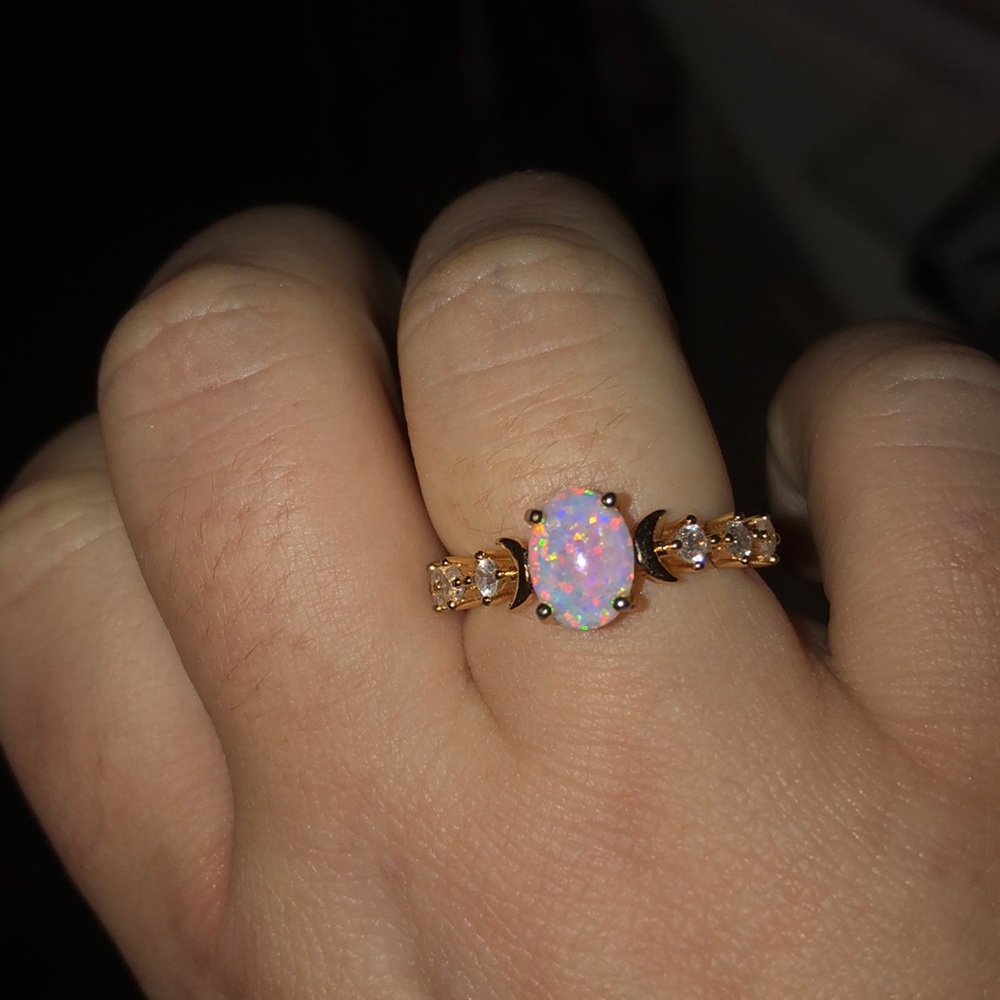 SALE Elegant Rose Gold Celestial Opal Ring (Size 7)